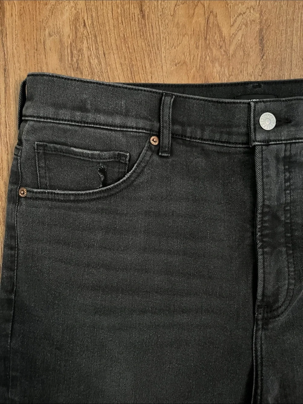 Express High Waisted Black Ripped 90s Bootcut Jeans